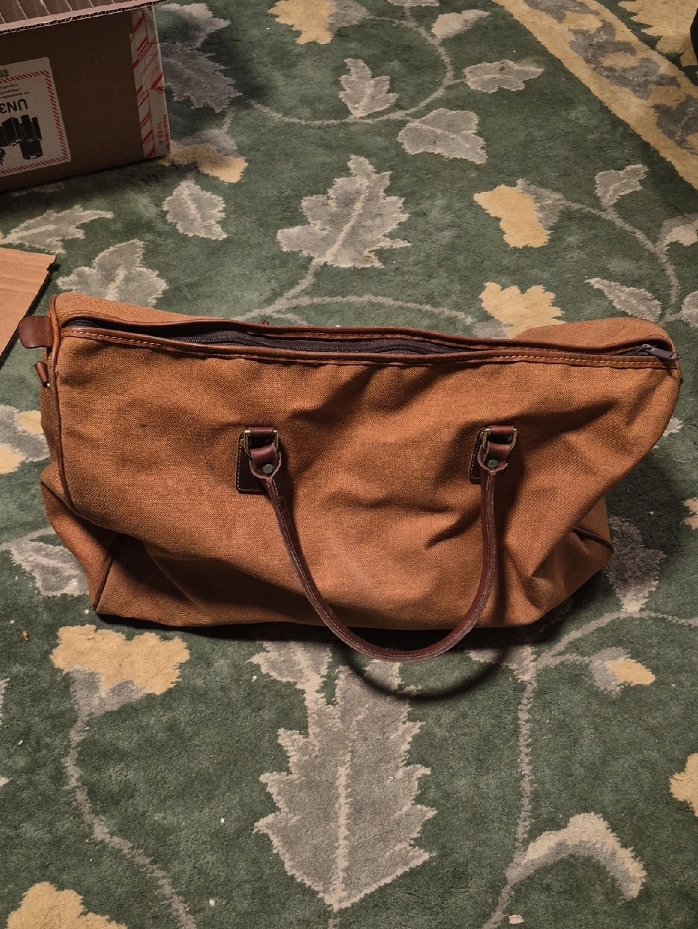 Timberland Brown Canvas Duffel with Leather Handles